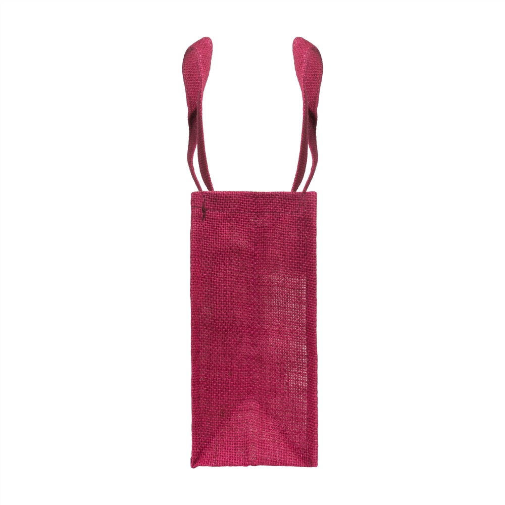 12x10x5 inch Window Jute Hamper Bag – With Zip, Maroon, Self Handle