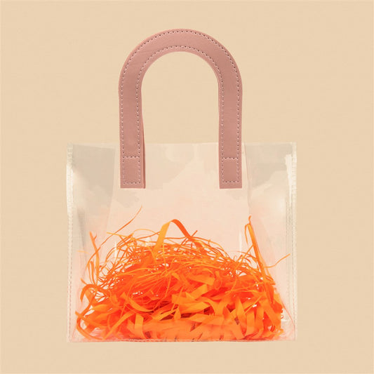 Stylish Clear Tote Bag - 8x7x3.5 Inch (Assorted Colors)