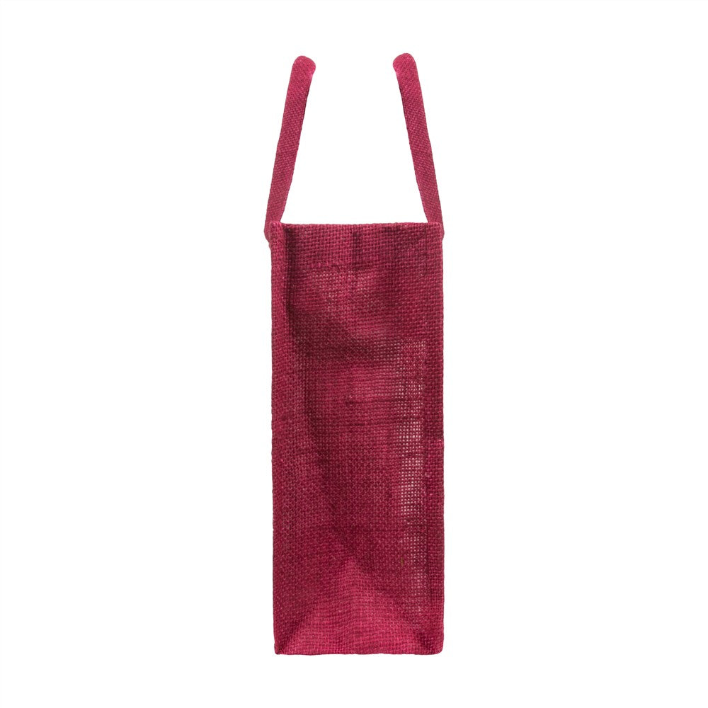 14x12x5 inch Window Jute Hamper Bag – With Zip, Maroon, Self Handle