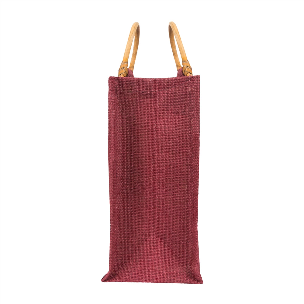 10x10x5 inch Window Jute Hamper Bag – Without Zip, Maroon, Cane Handle