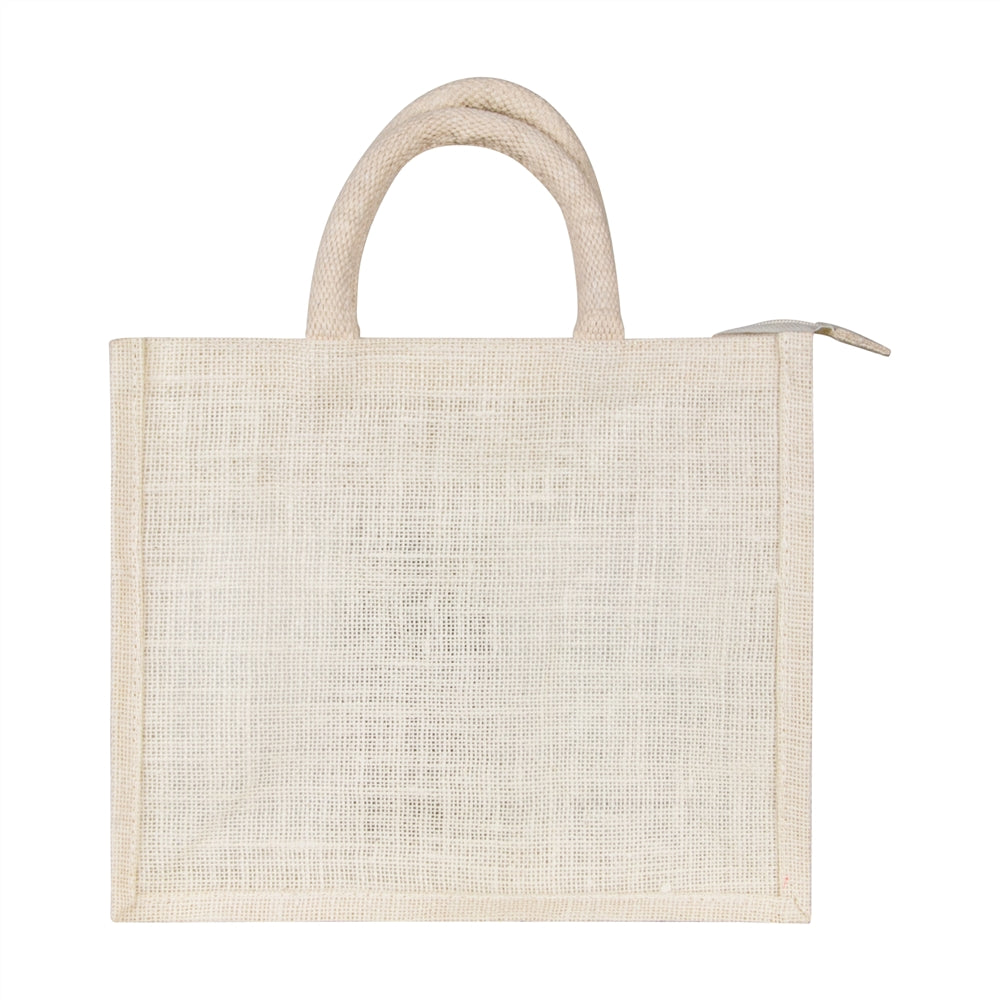 12x10x5 inch Window Jute Hamper Bag – With Zip & Lace, Off White