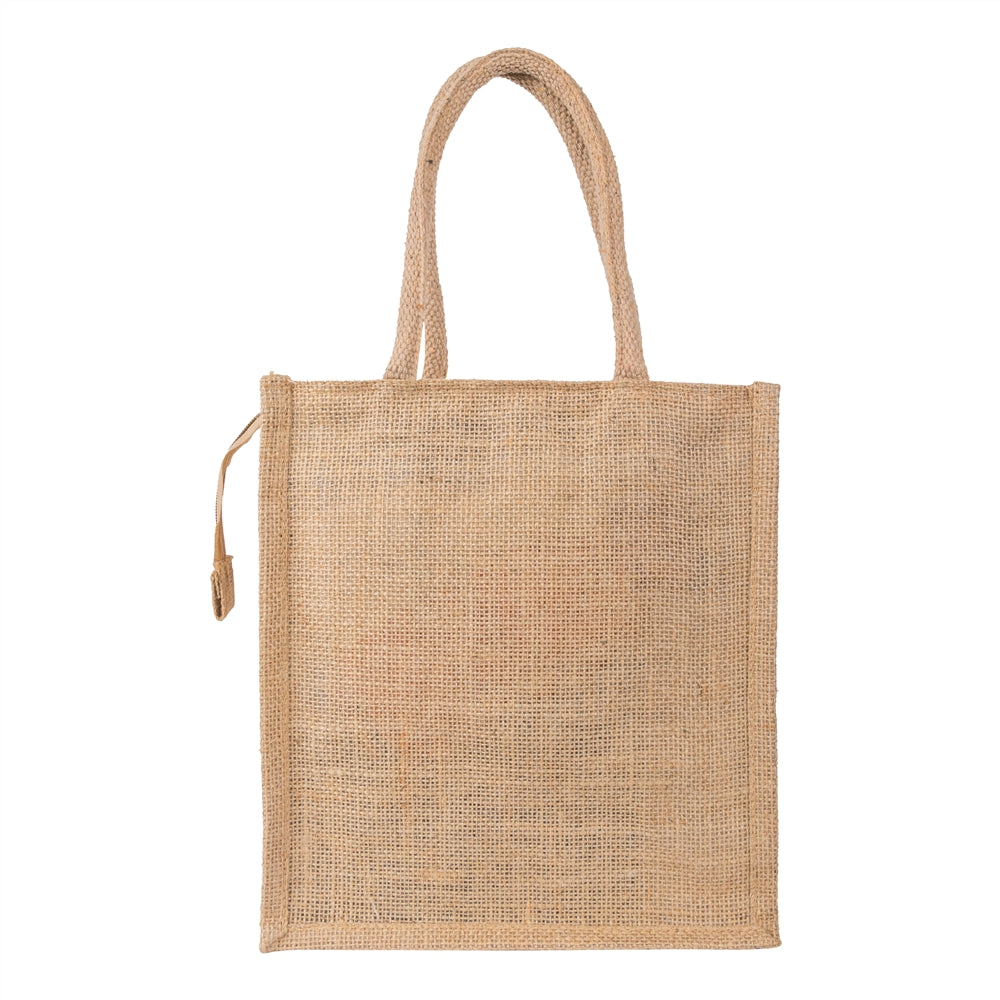10x11x5 inch Natural Jute Bag – With Zip