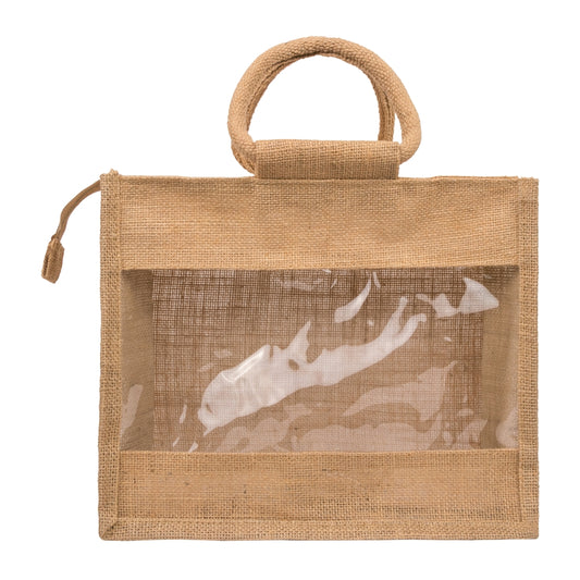 12x10x5 inch Window Jute Hamper Bag – With Zip