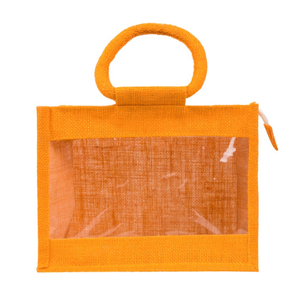 12x10x5 inch Window Jute Hamper Bag – With Zip, Mustard