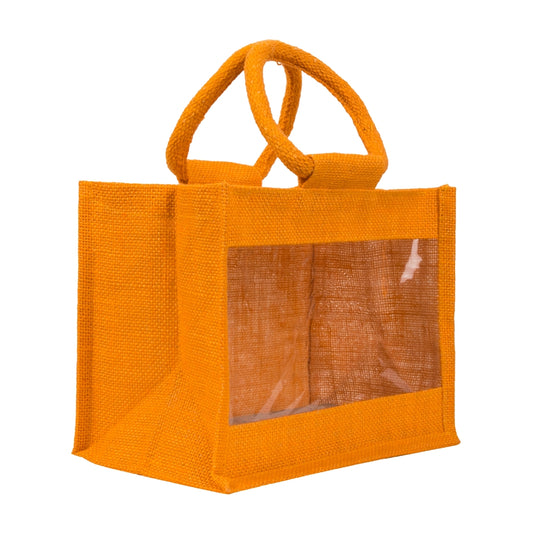 12x10x5 inch Window Jute Hamper Bag – With Zip, Mustard