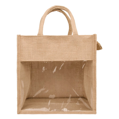 11x11x8 inch Window Jute Hamper Bag – With Zip
