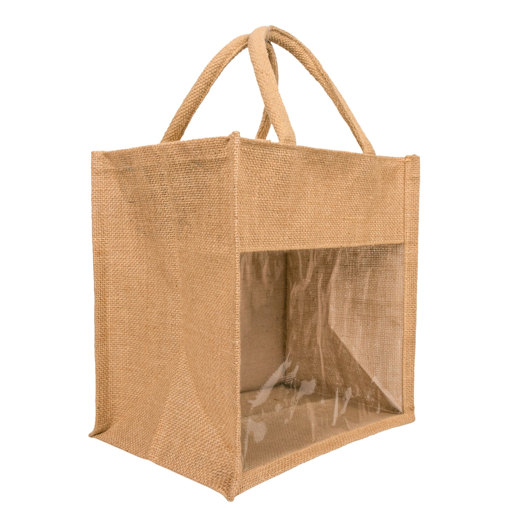 11x11x8 inch Window Jute Hamper Bag – With Zip