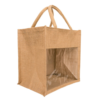 11x11x8 inch Window Jute Hamper Bag – With Zip