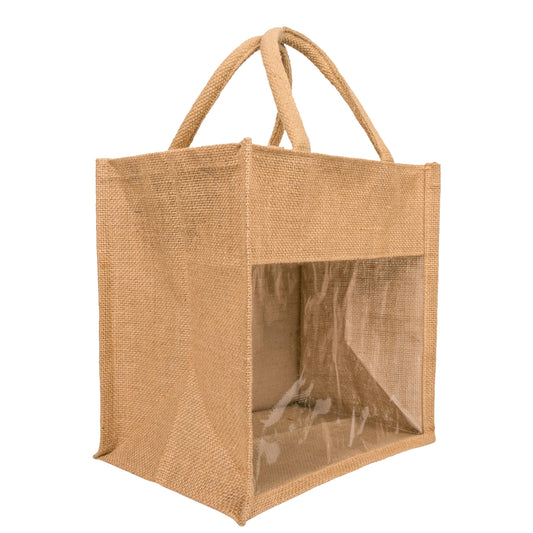 11x11x8 inch Window Jute Hamper Bag – With Zip