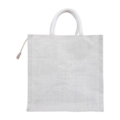11x11x8 inch Window Jute Hamper Bag – With Zip, Super White