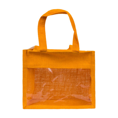 10x8x5 inch Window Jute Hamper Bag – With Zip, Mustard, Self Handle