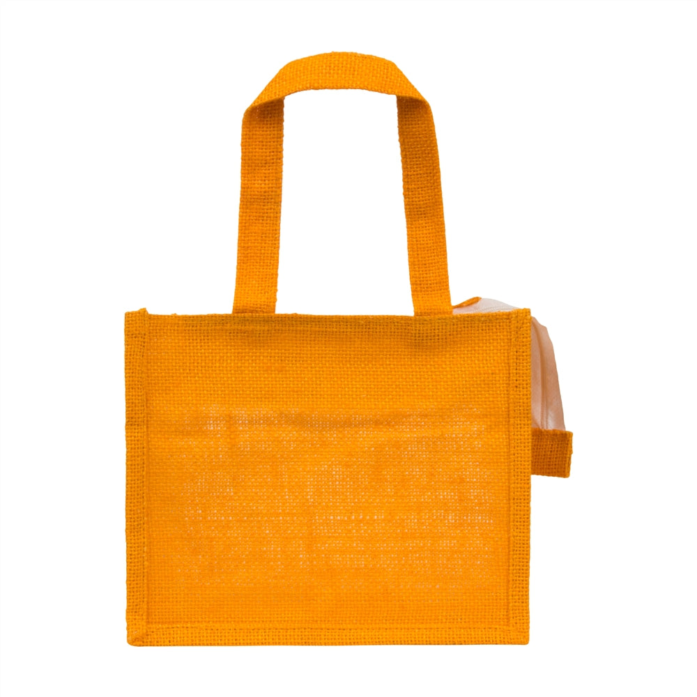 10x8x5 inch Window Jute Hamper Bag – With Zip, Mustard, Self Handle