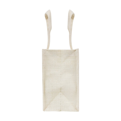 10x8x5 inch Window Jute Hamper Bag – With Zip, Off White, Self Handle