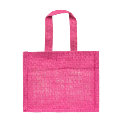 10x8x5 inch Window Jute Hamper Bag – With Zip, Pink, Self Handle