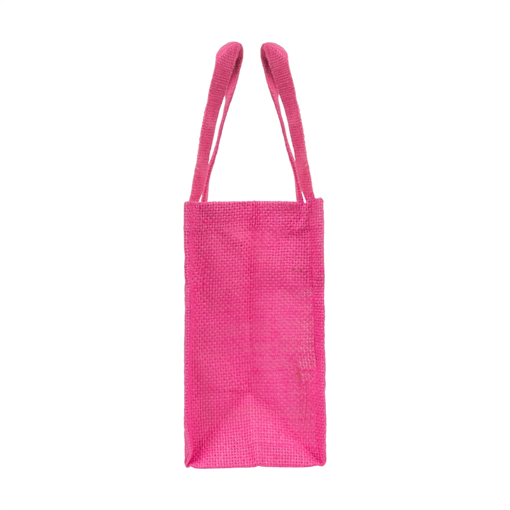 10x8x5 inch Window Jute Hamper Bag – With Zip, Pink, Self Handle