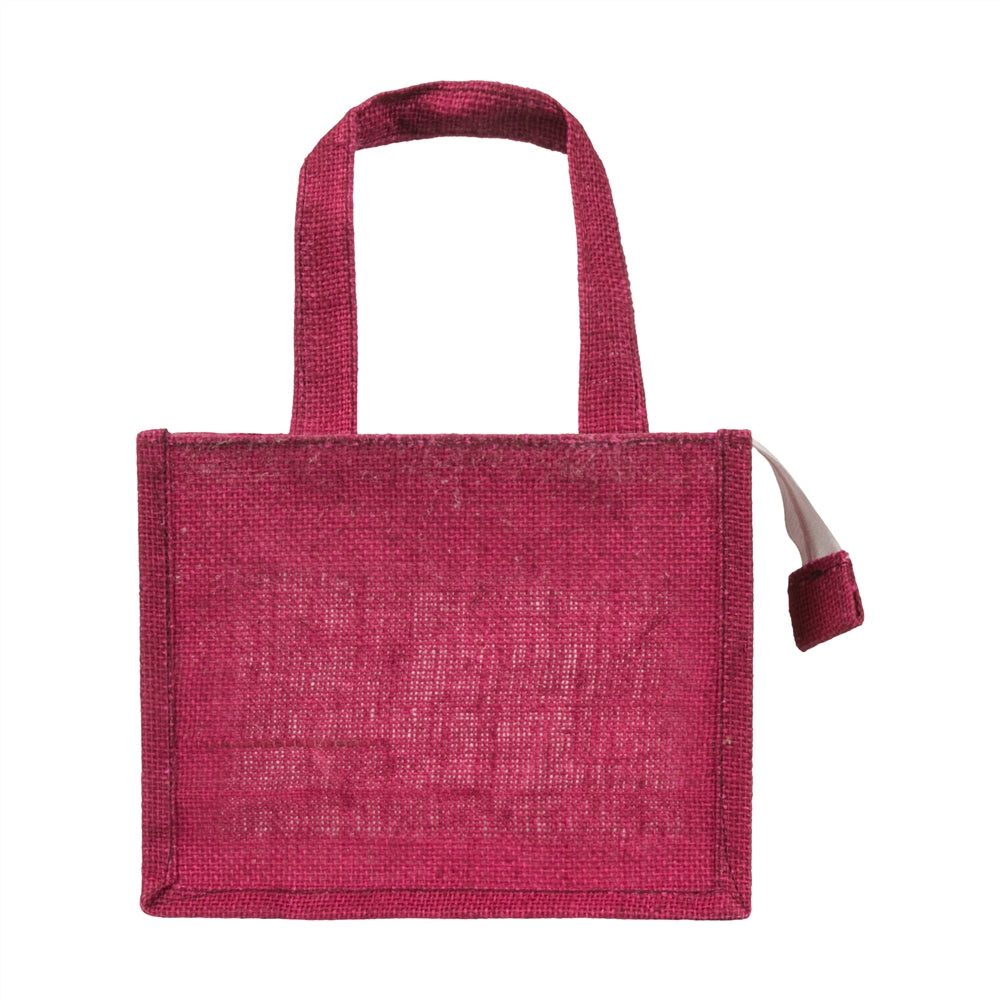 10x8x5 inch Window Jute Hamper Bag – With Zip, Maroon, Self Handle