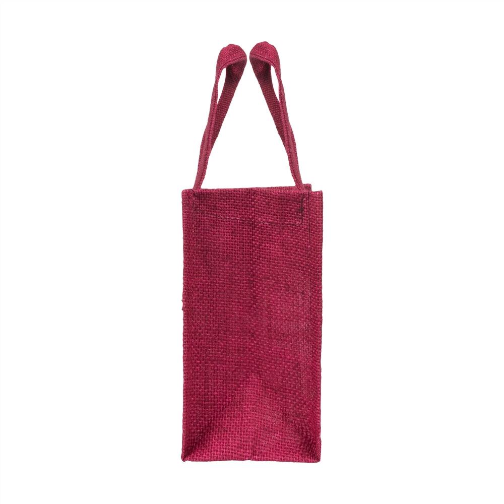 10x8x5 inch Window Jute Hamper Bag – With Zip, Maroon, Self Handle