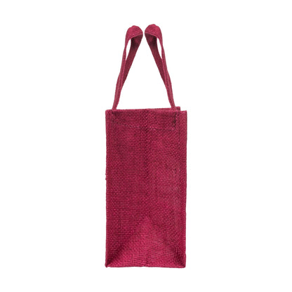 10x8x5 inch Window Jute Hamper Bag – With Zip, Maroon, Self Handle