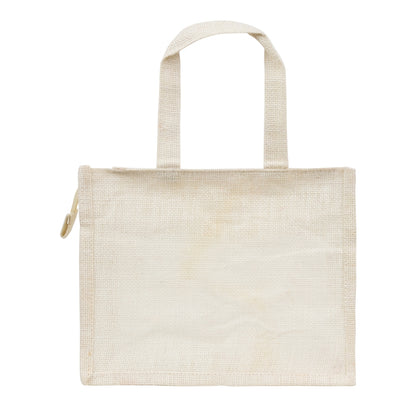 12x10x5 inch Window Jute Hamper Bag – With Zip, Off White, Self Handle
