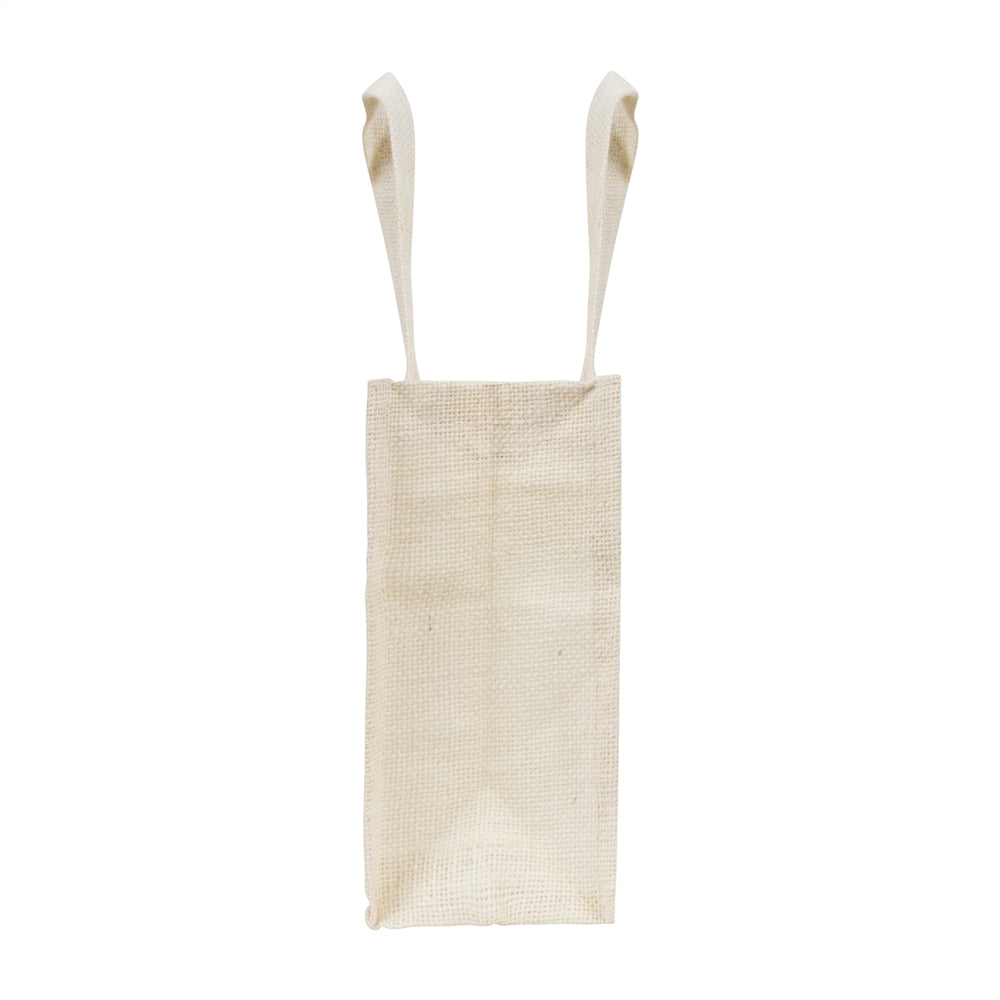 12x10x5 inch Window Jute Hamper Bag – With Zip, Off White, Self Handle