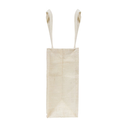 12x10x5 inch Window Jute Hamper Bag – With Zip, Off White, Self Handle