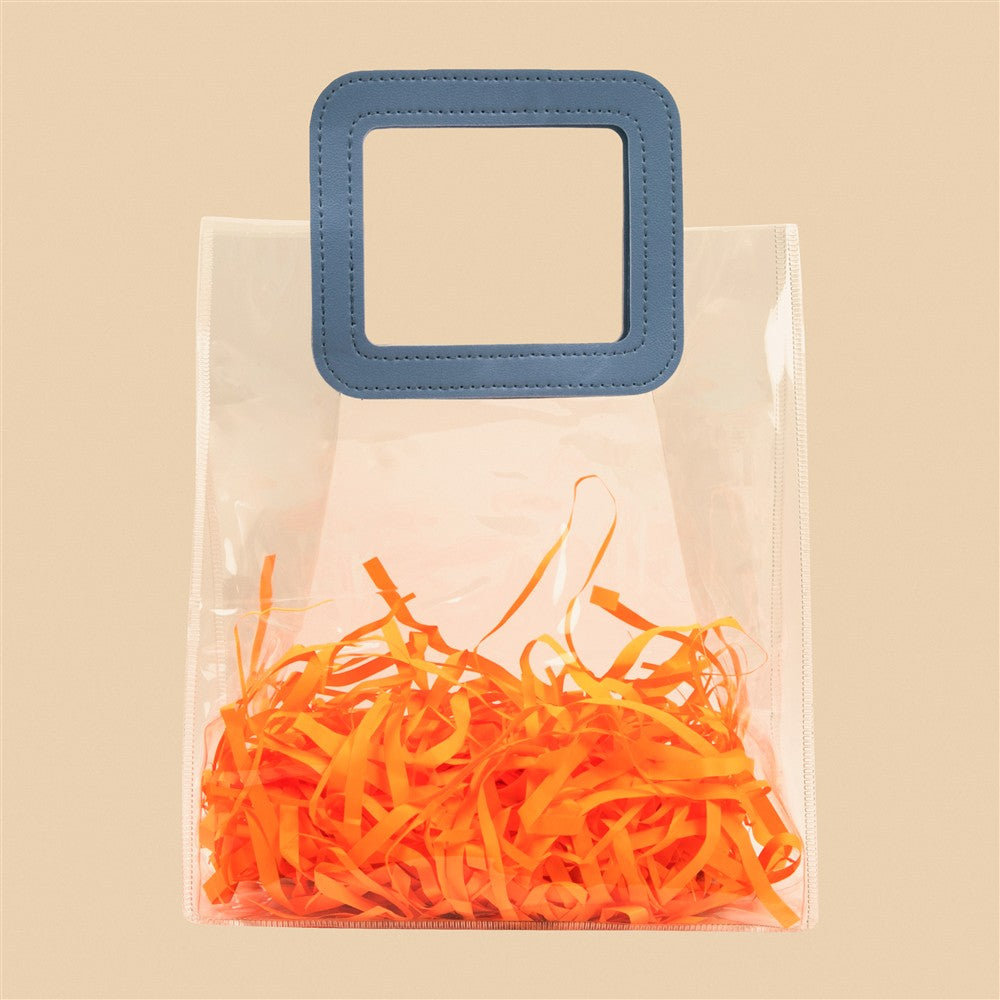 Stylish Clear Tote Bag - 10.5x9x4.5 Inch (Assorted Colors)