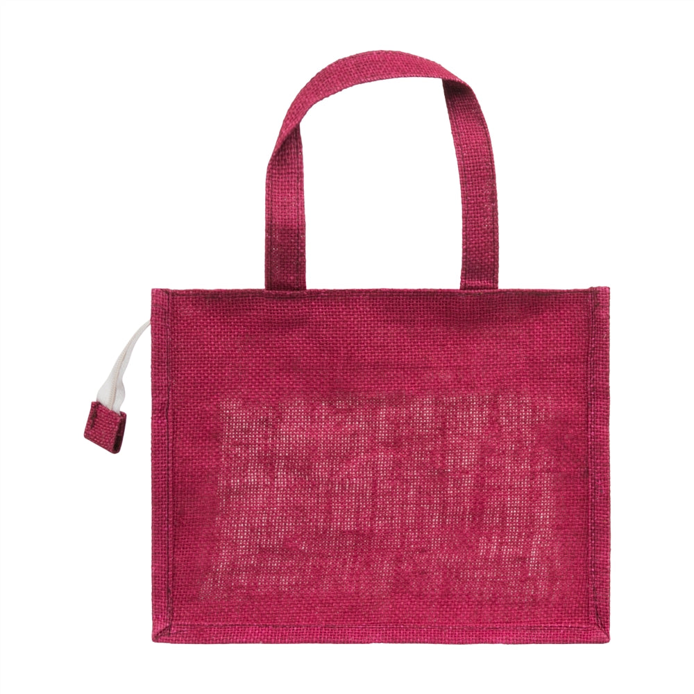 12x10x5 inch Window Jute Hamper Bag – With Zip, Maroon, Self Handle