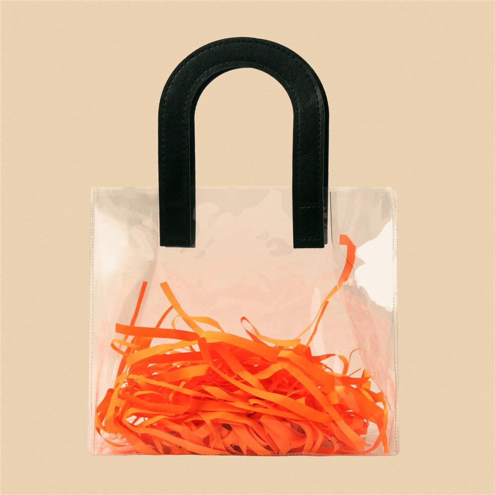 Stylish Clear Tote Bag - 8x7x3.5 Inch (Assorted Colors)