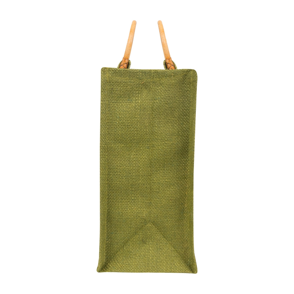 10x10x5 inch Window Jute Hamper Bag – Without Zip, Olive Green, Cane Handle