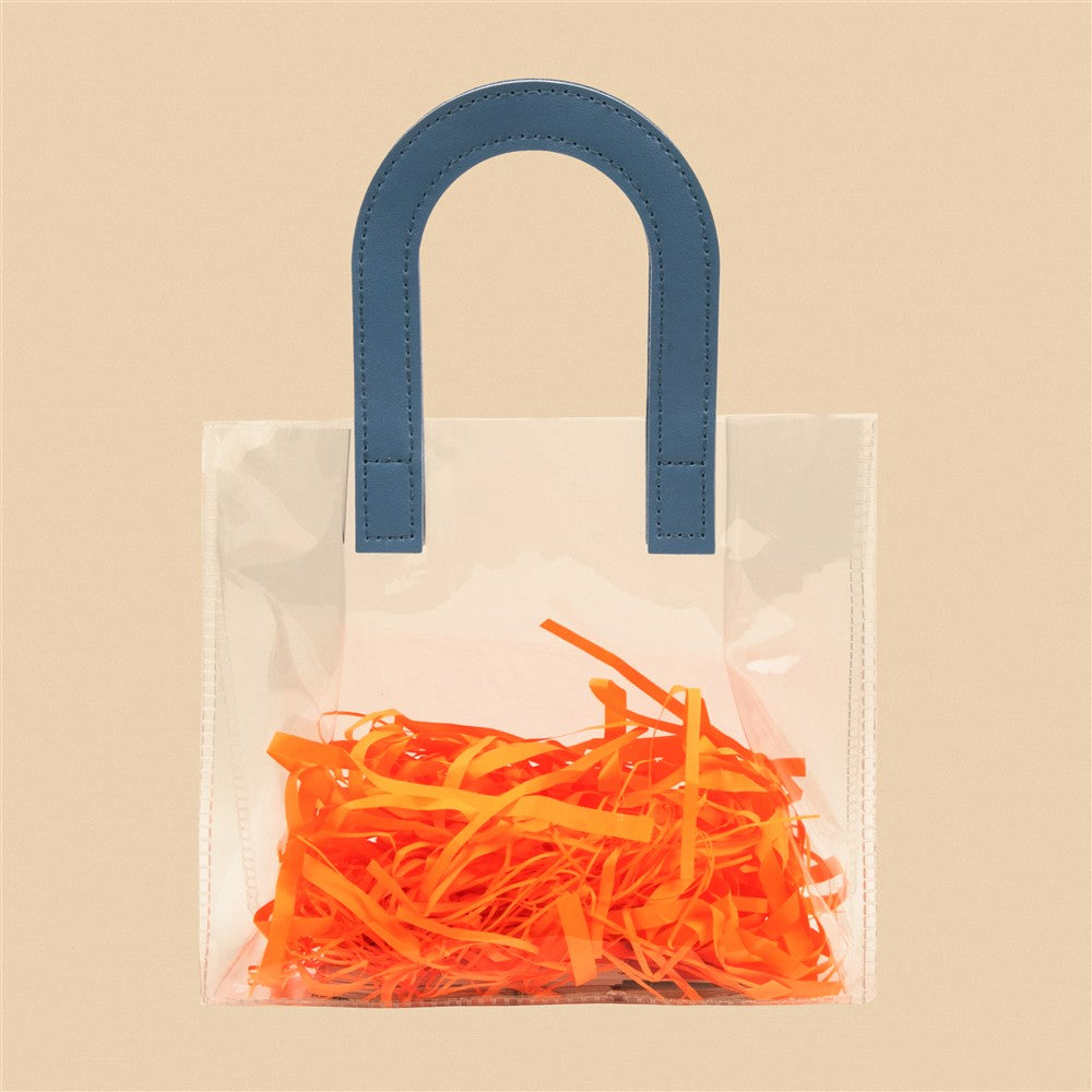 Stylish Clear Tote Bag - 8x7x3.5 Inch (Assorted Colors)