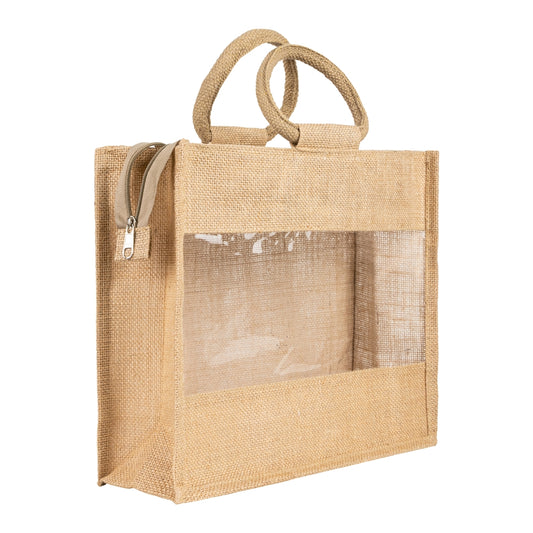 14x12x5 inch Window Jute Hamper Bag – With Zip