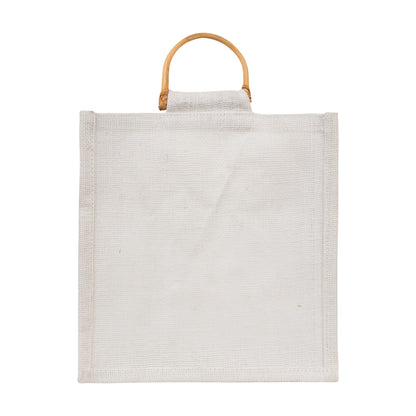 10x10x5 inch Window Jute Hamper Bag – Without Zip, Super White, Cane Handle