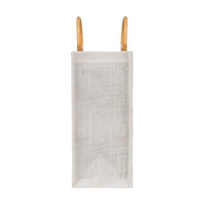 10x10x5 inch Window Jute Hamper Bag – Without Zip, Super White, Cane Handle