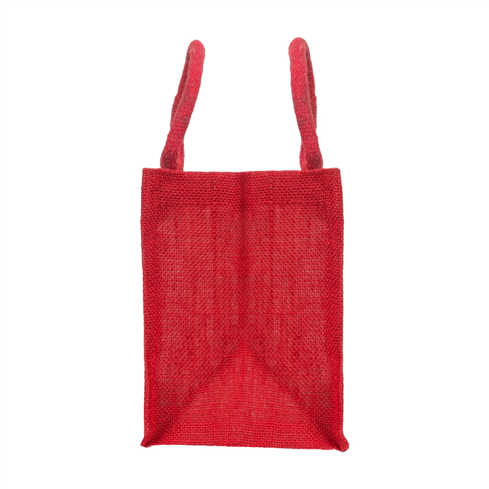 10x8x6 inch Window Jute Hamper Bag – With Zip, Red