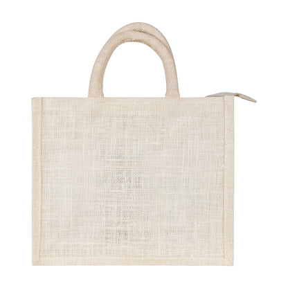 12x10x5 inch Window Jute Hamper Bag – With Zip & Lace, Off White